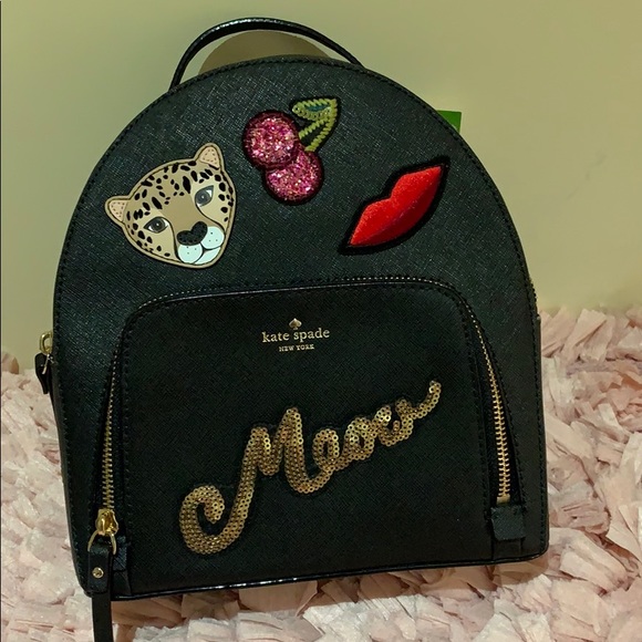 Rare Kate Spade ♠️ leopard leather backpack nwt - Picture 3 of 7